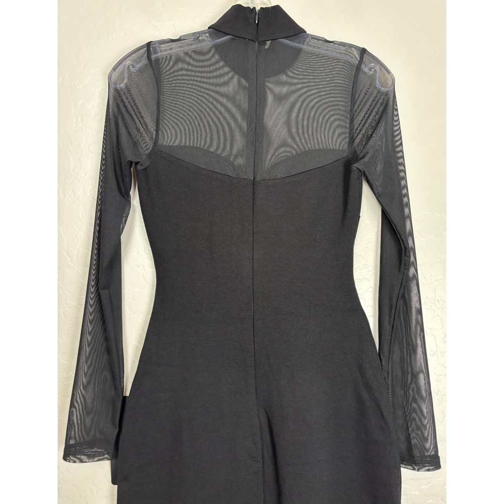 Lulus Sensational Soiree Black Mesh Long Sleeve Bodycon Midi Dress Small 2691 - Picture 7 of 10
